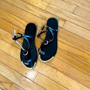 Black and Gold Sandals Size 8/9